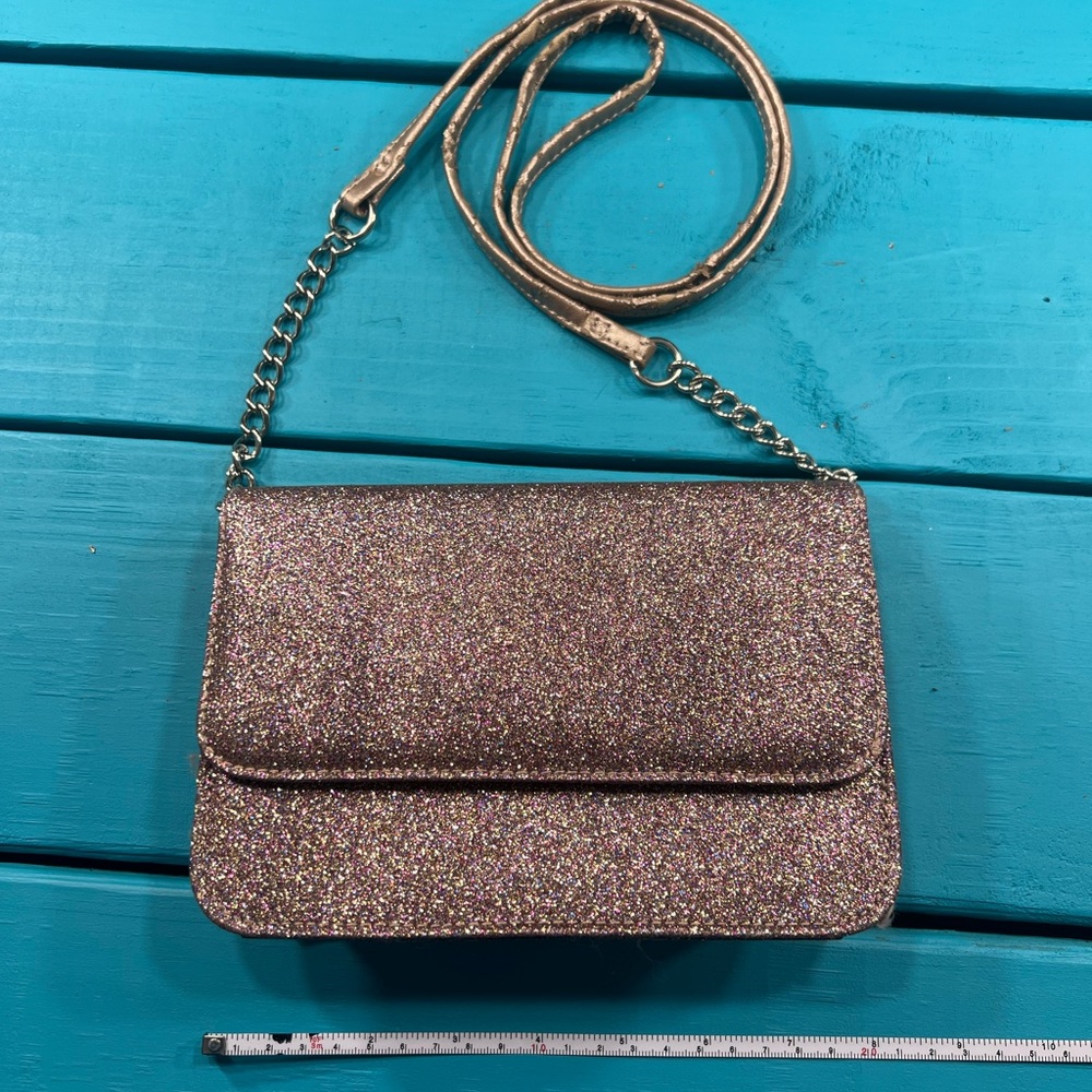 Glittery Gold and Pink Women's Crossbody Bag